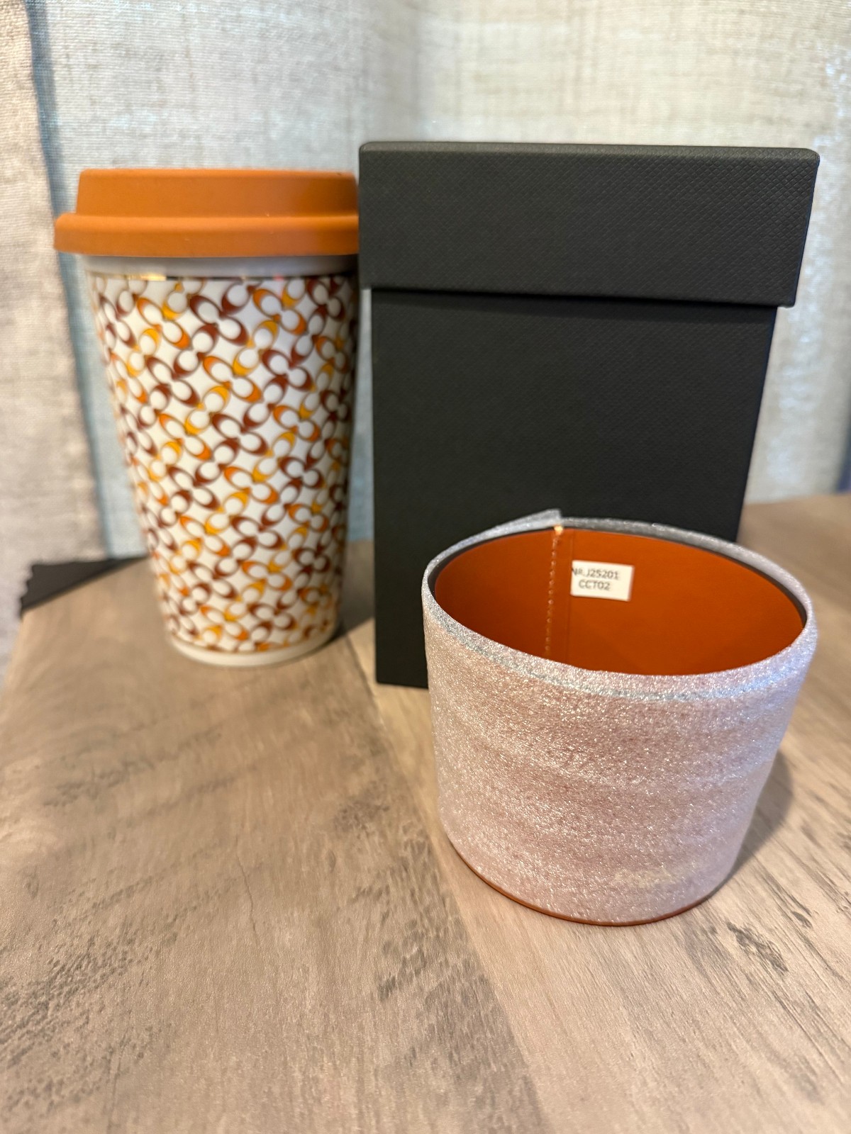 Coach Signature Hot Lidded Coffee Cup With Box