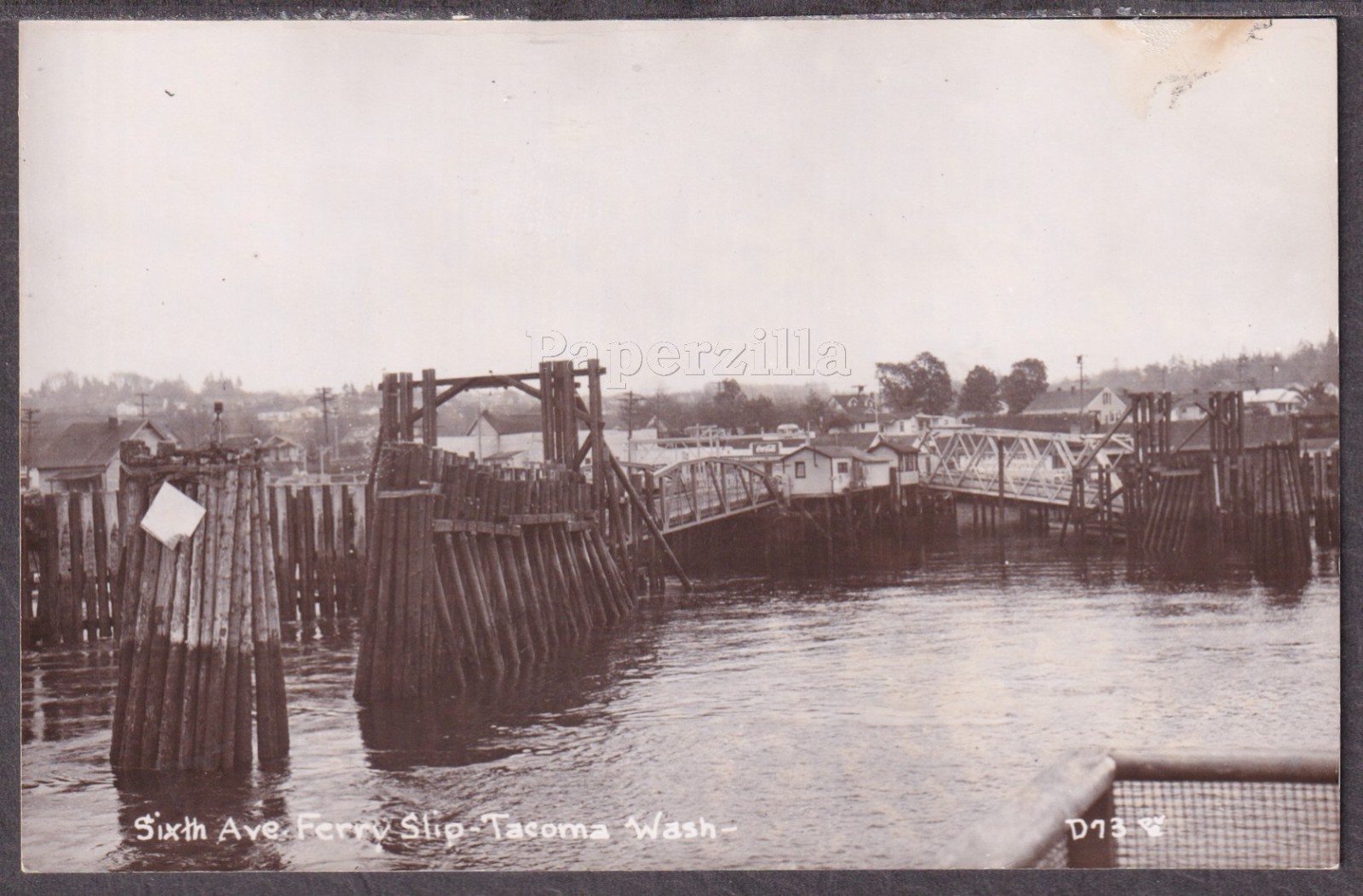 WA Tacoma RPPC 40\'s SIXTH AVE FERRY LANDING SLIP for the POINT FOSDICK FERRY D73