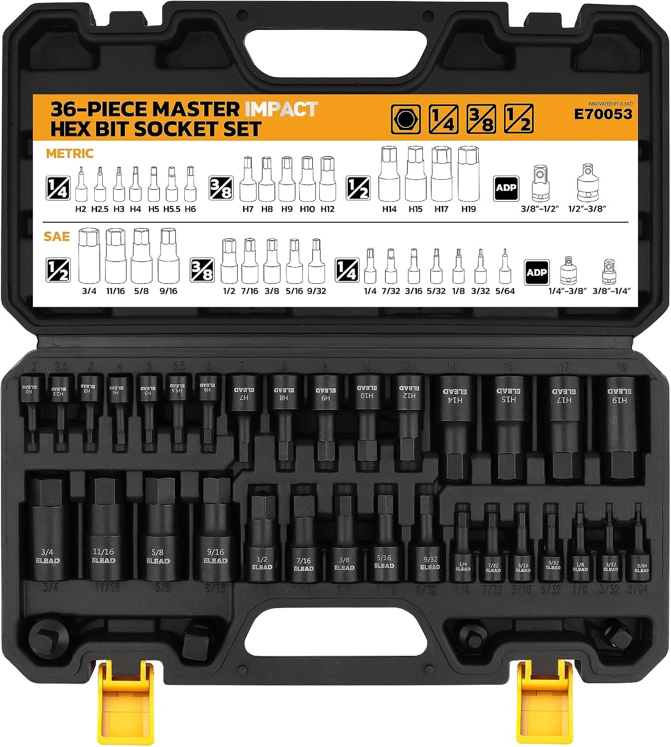 36-Piece One-Piece Hex Bit Socket Set includes Socket Adapter 1/4\ 36-Piece One-Piece Hex Bit Socket Set includes Socket Adapter 1/4\