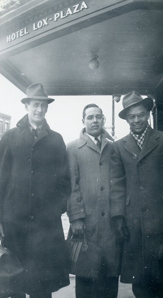 AC45 Original Vintage Photo THREE MEN AT HOTEL LOX PLAZA c Early 1900\'s