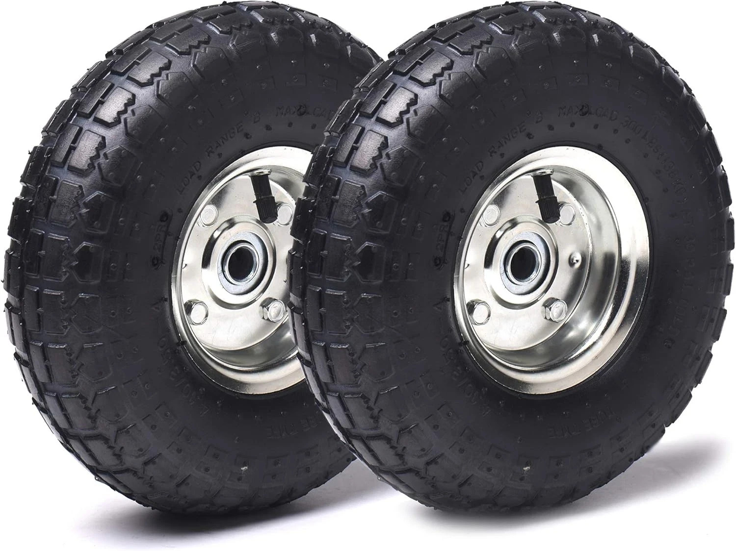 (2 Pack) 4.10/3.50-4 Tire and Wheel, Replacement Pneumatic Tires 10-Inch Wheel w