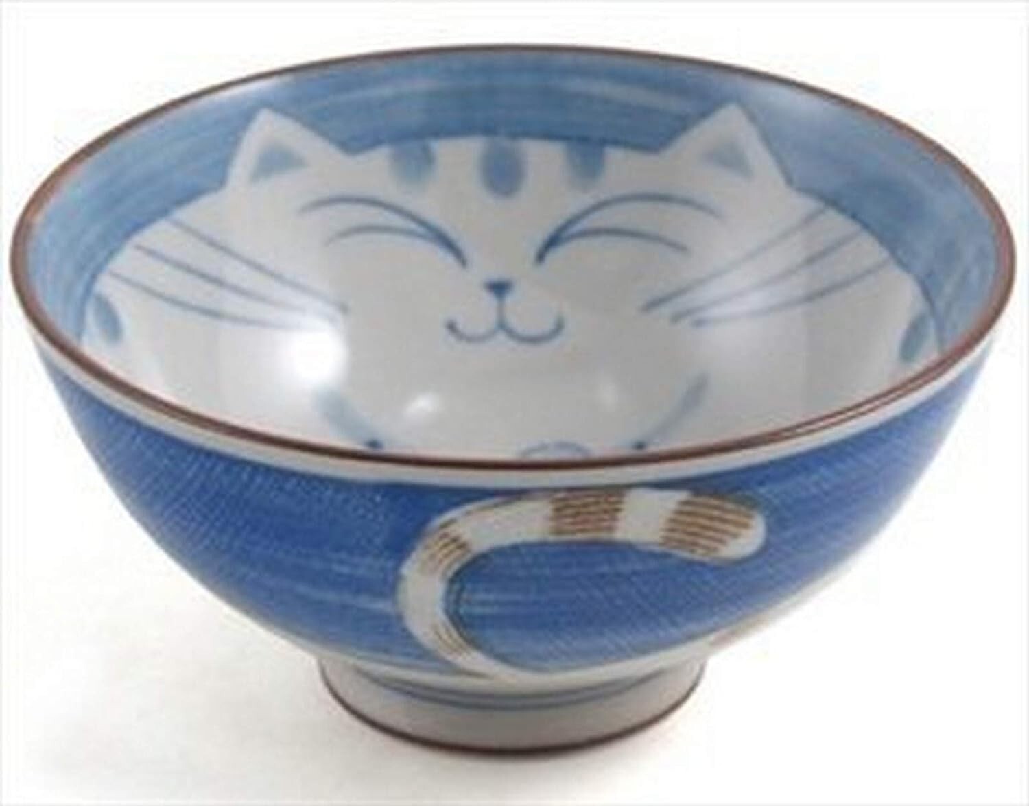 Smiling Blue Cat Porcelain  Bowl 4.5in #HY54/B