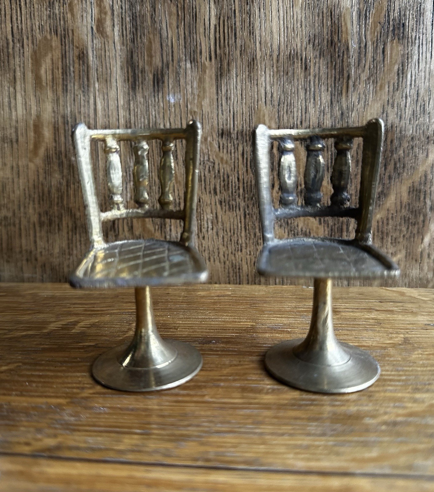 Vintage NOS Pair Miniature Solid Brass Dollhouse Chair / Ornate Decoration