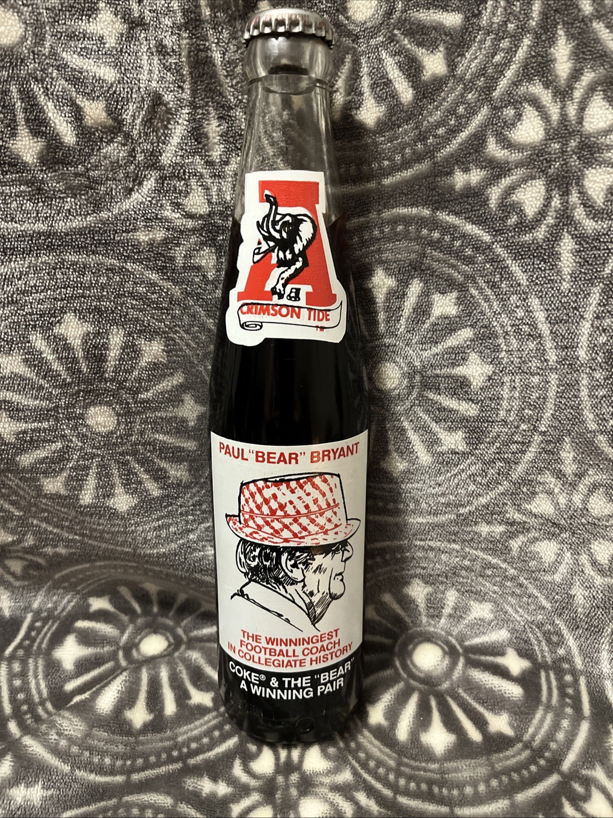 Vintage 1979 Paul “Bear” Bryant Alabama Crimson Tide Coca-Cola Bottle Original