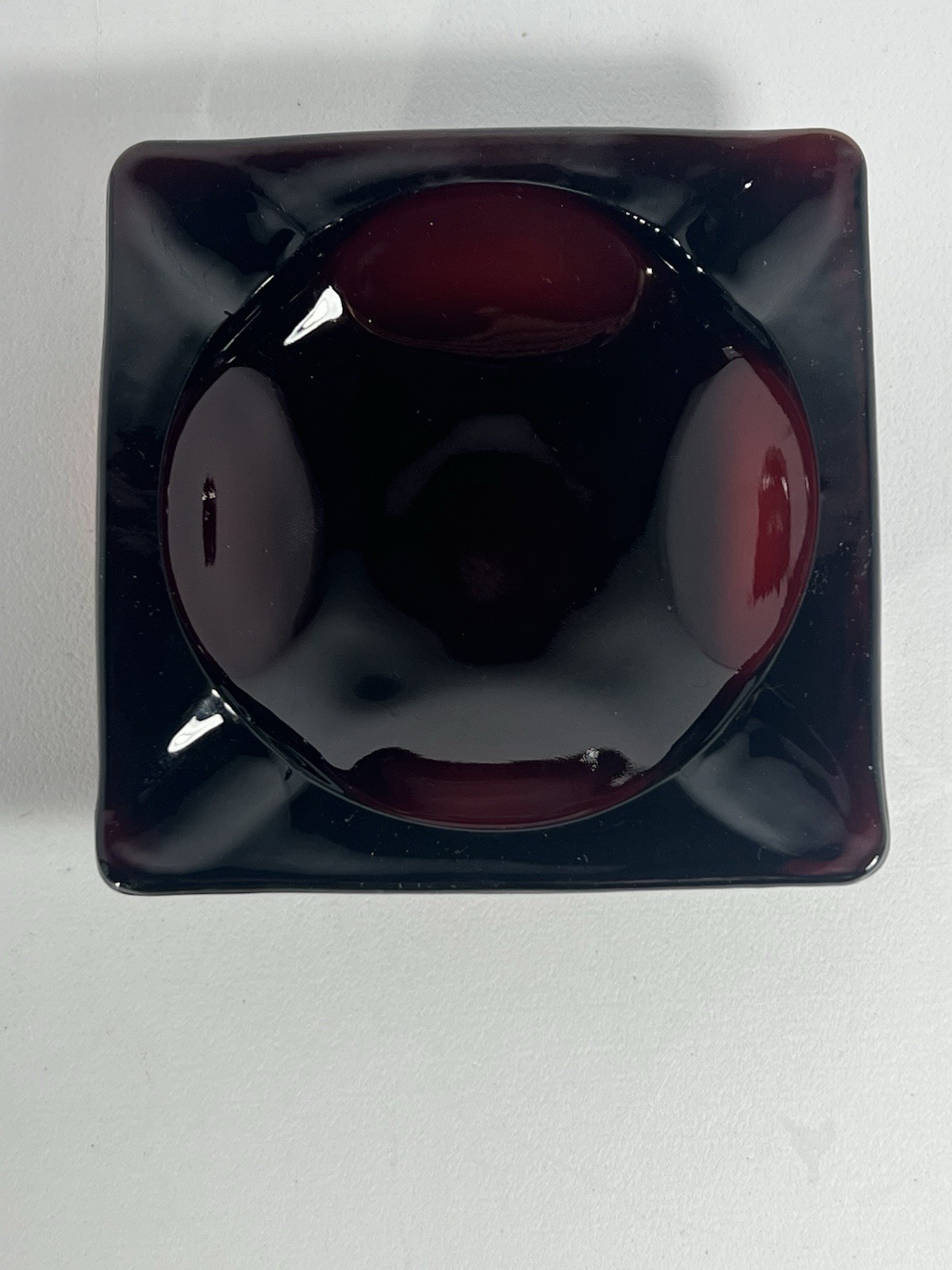 Vintage Ruby Red Ashtray Square 4 Slot 3 1/2\
