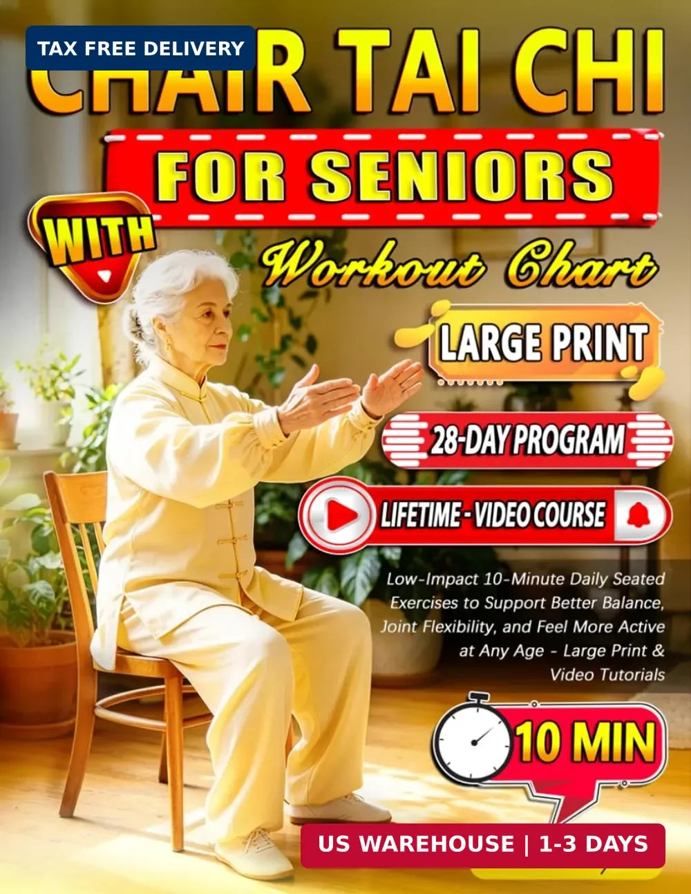 Chair Tai Chi for Seniors with Workout Chart: Low-Impact 10-Minute Daily Seated