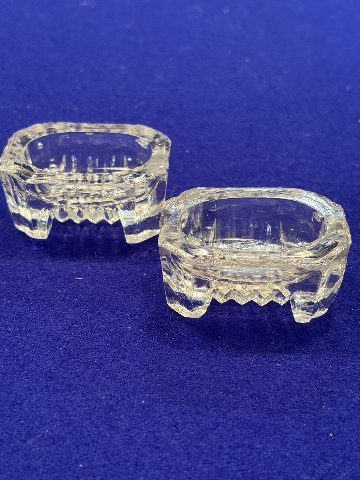 Pair VTG Antique EAPG Open Salt Cellar Dip Dish TUB Pressed Pattern Glass THICK Pair VTG Antique EAPG Open Salt Cellar Dip Dish TUB Pressed Pattern Glass THICK