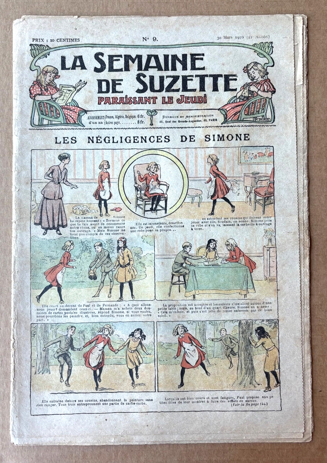 Antique French Children\'s Newspaper. \