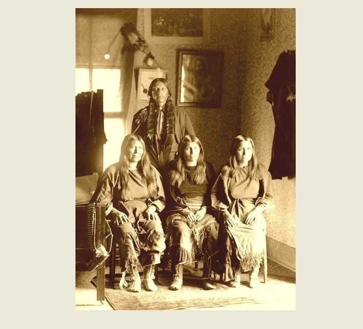 1892 Comanche Chief Quanah Parker PHOTO With 3 Wives, Indian Native American