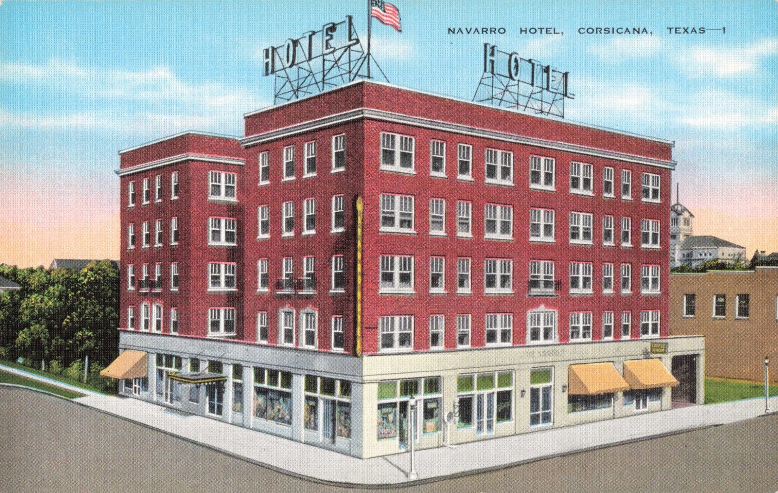 Corsicana, Texas Postcard Navarro Hotel  c 1940s  H11