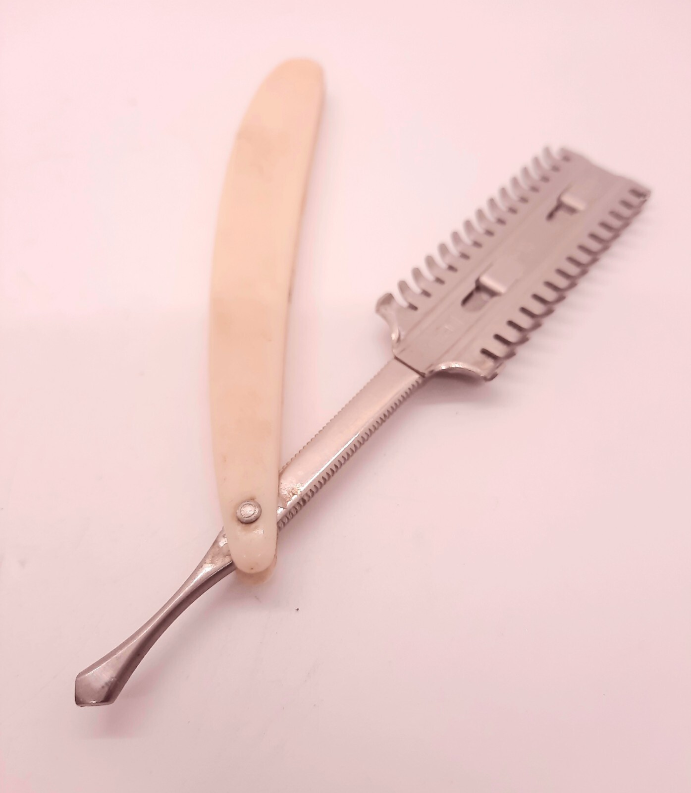 Vintage Straight Razor Durham Duplex Double Edge Comb Razor Celluloid Handle 