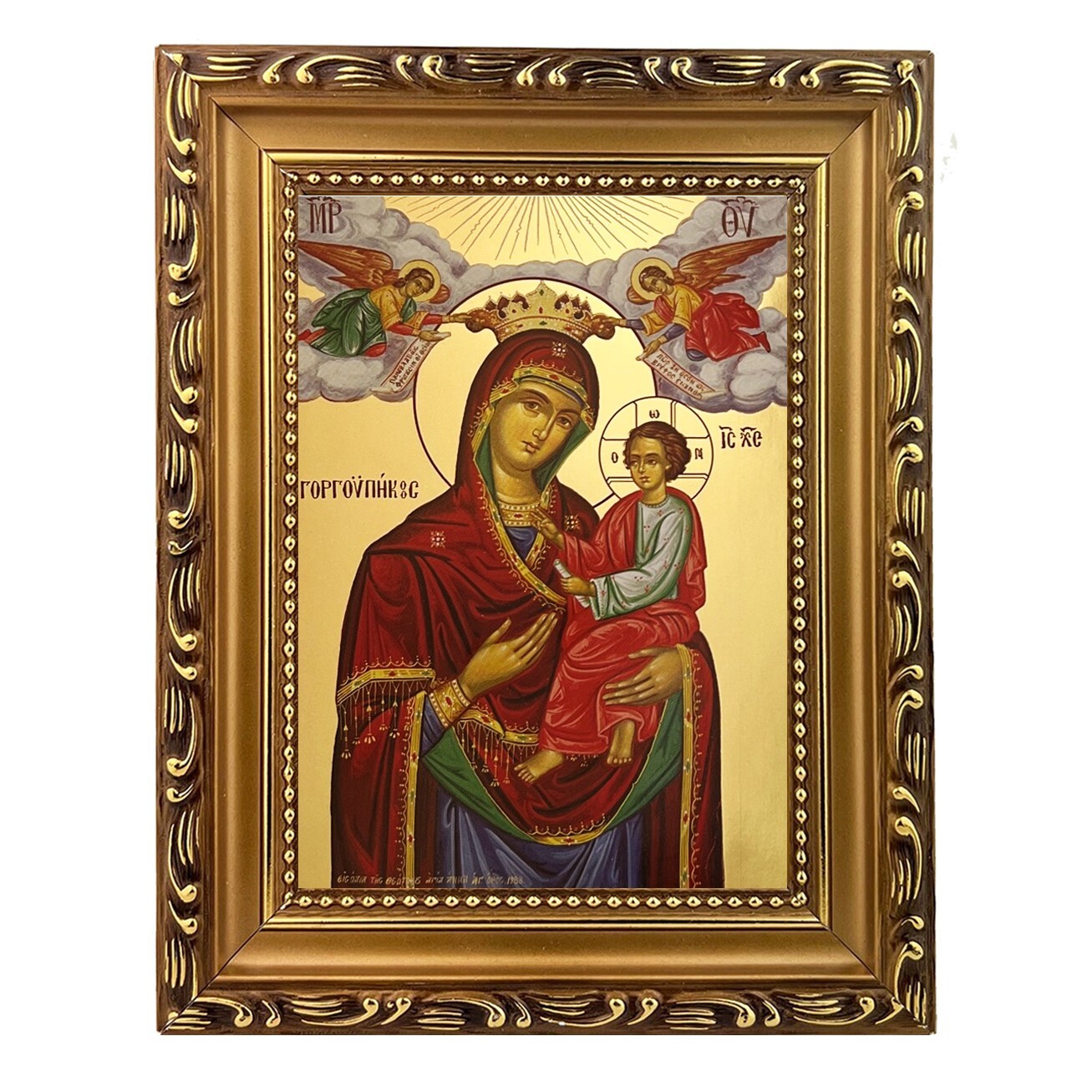 Virgin And Child Icon Hodegetria, Gorgoypekoos Angels the Quick Hearer MT Athos