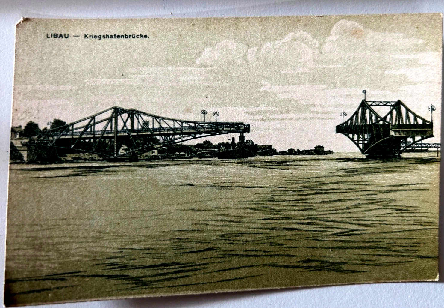 Military Bridge - Libau, WWI Occupied Kurland, now Latvia Liepaja Postcard