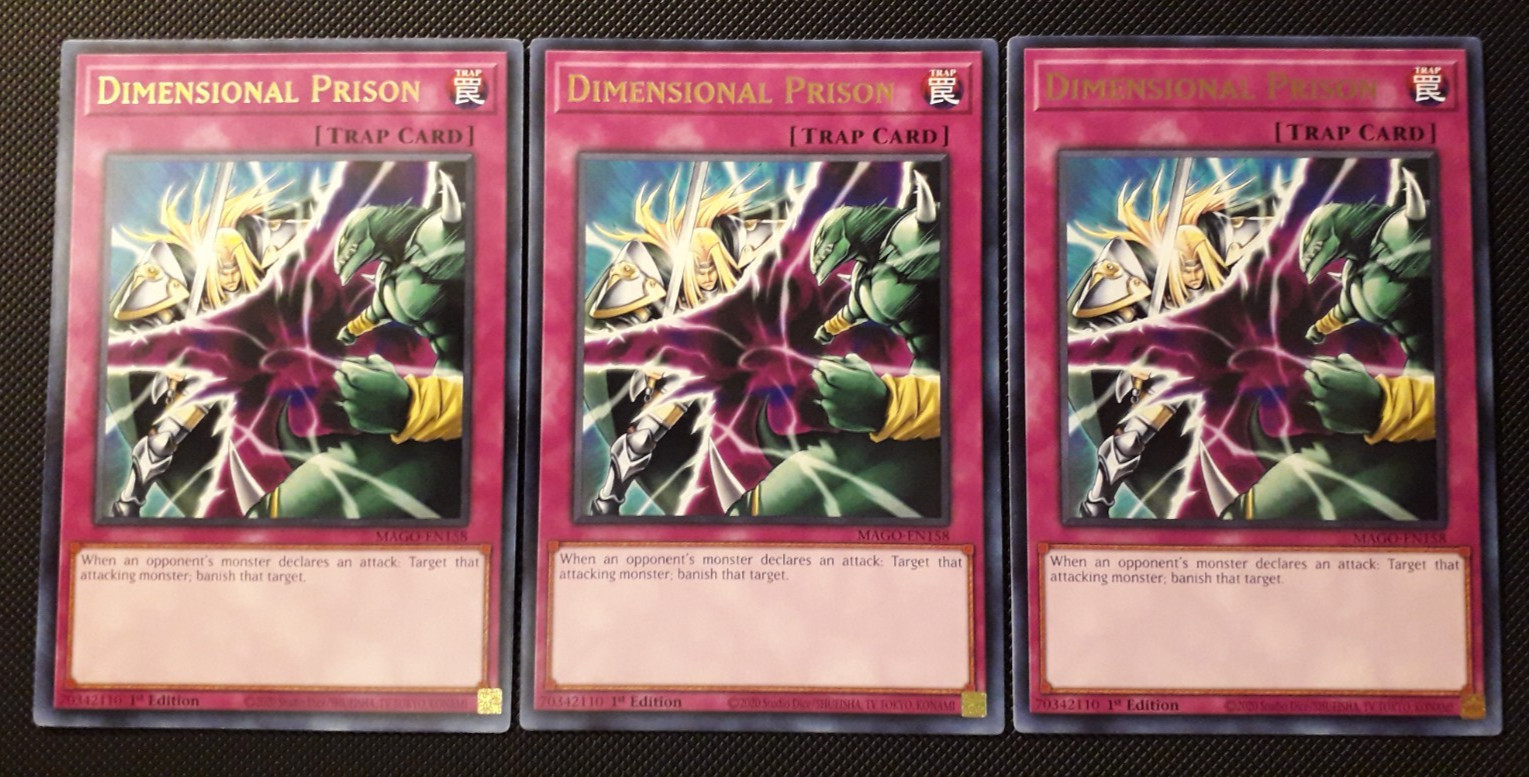 Yu-Gi-Oh 3x Dimensional Prison, MAGO-EN158, Gold Rare, 1st Edition, English, NM Yu-Gi-Oh 3x Dimensional Prison, MAGO-EN158, Gold Rare, 1st Edition, English, NM