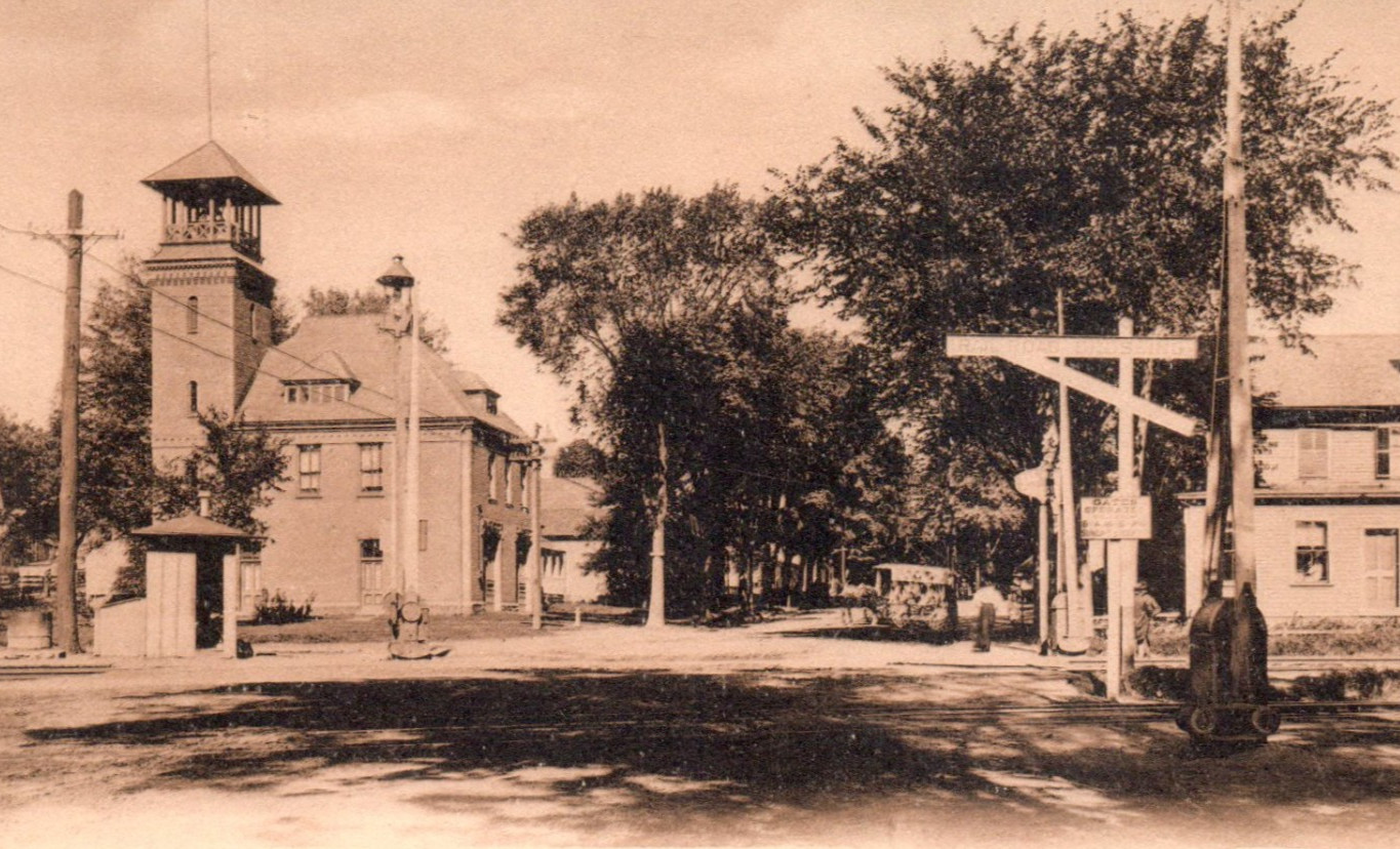 Easthampton MA Union Street Railroad Crossing Firehouse Postcard Easthampton MA Union Street Railroad Crossing Firehouse Postcard