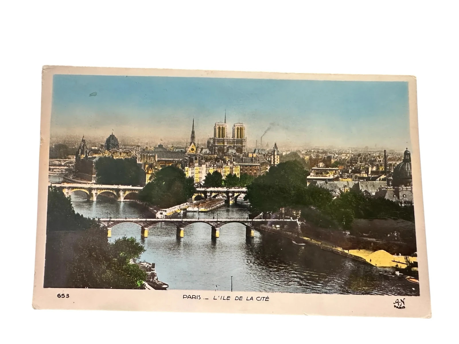 Postcard Paris France Seine River Notre Dame Chrome  Vintage