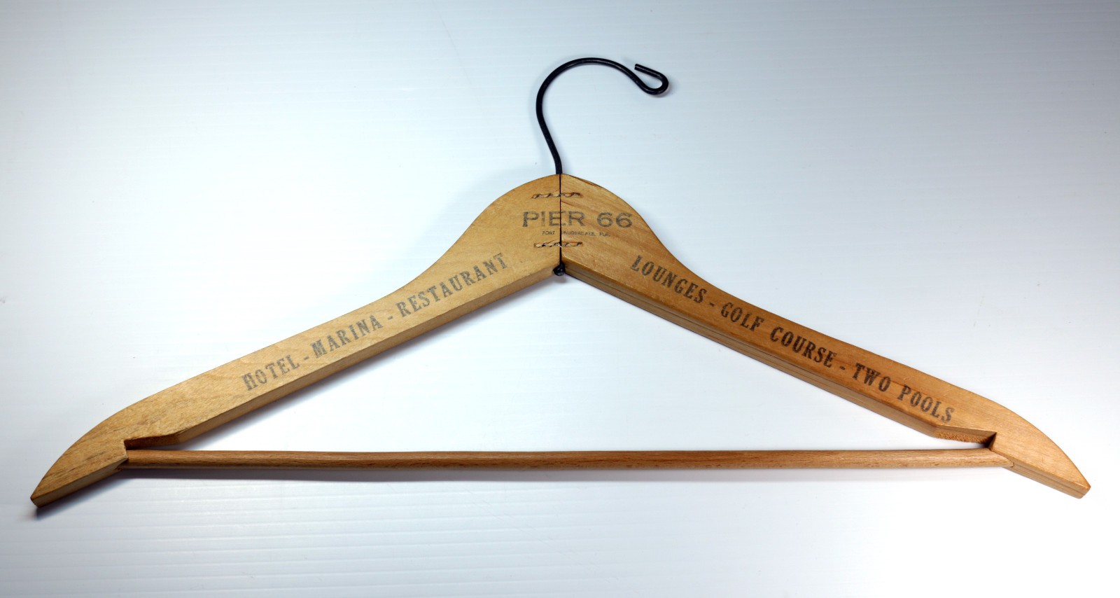 Vintage PIER 66 Wooden Clothes Hanger/Fort Lauderdale Florida Hotel Advertising Vintage PIER 66 Wooden Clothes Hanger/Fort Lauderdale Florida Hotel Advertising