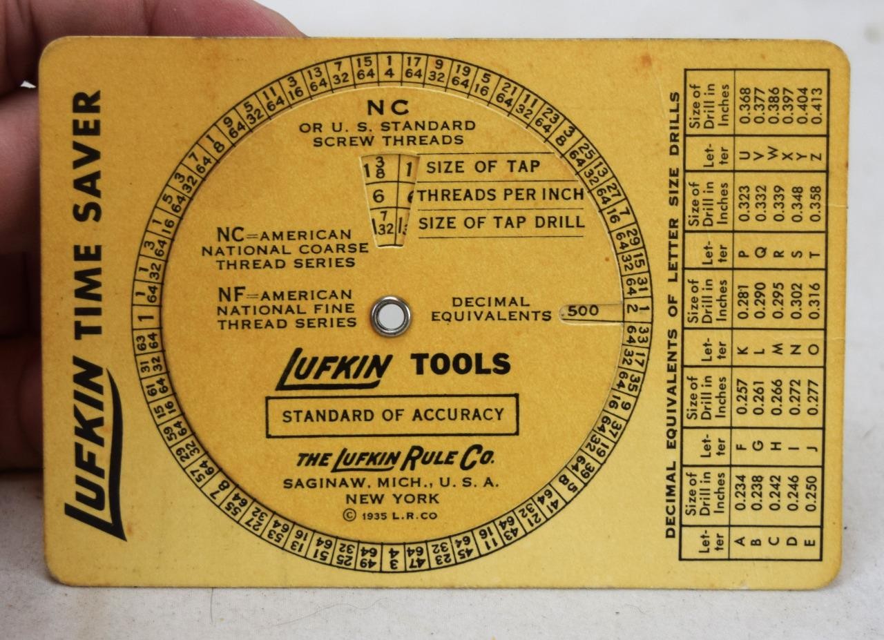 1935 Lufkin Tools Time Saver Dial Card