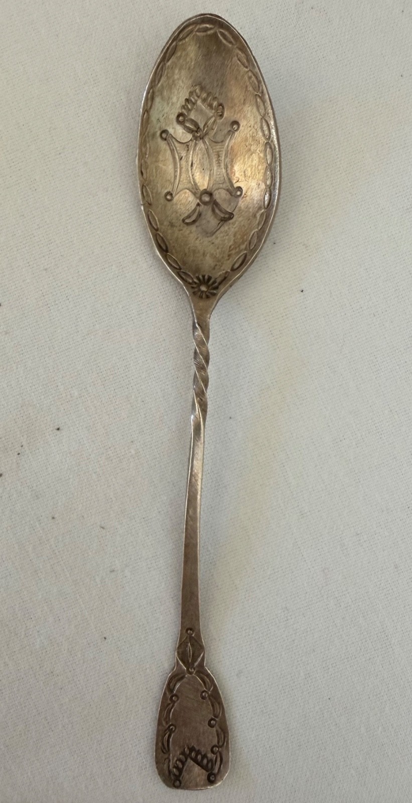 Antique Navajo Stamped Silver Souvenir Spoon Twisted Stem Fred Harvey Era 4.75