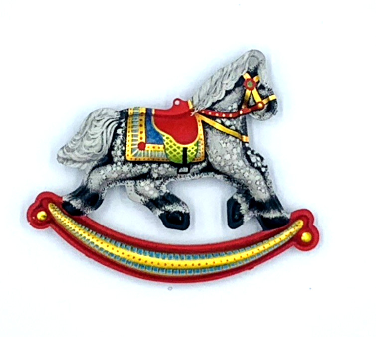 1983 Hallmark Pressed Tin Rocking Horse Vintage Christmas Ornament QX4149 No Box