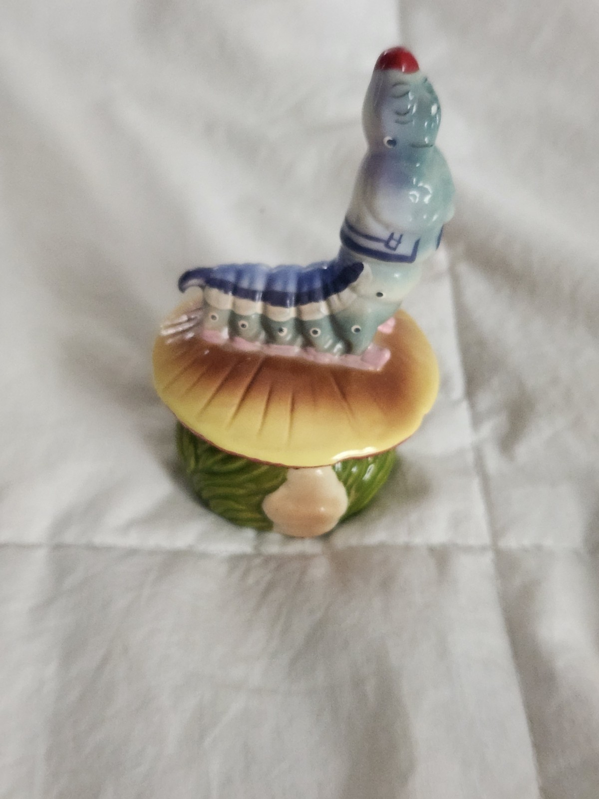 Vintage Alice In Wonderland Caterpillar Trinket Box Porcelain 4