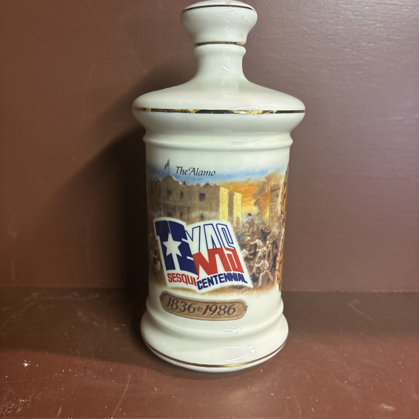 W.L. Weller Vintage 1986 Texas Sesquicentennial Decanter, Alamo, Empty