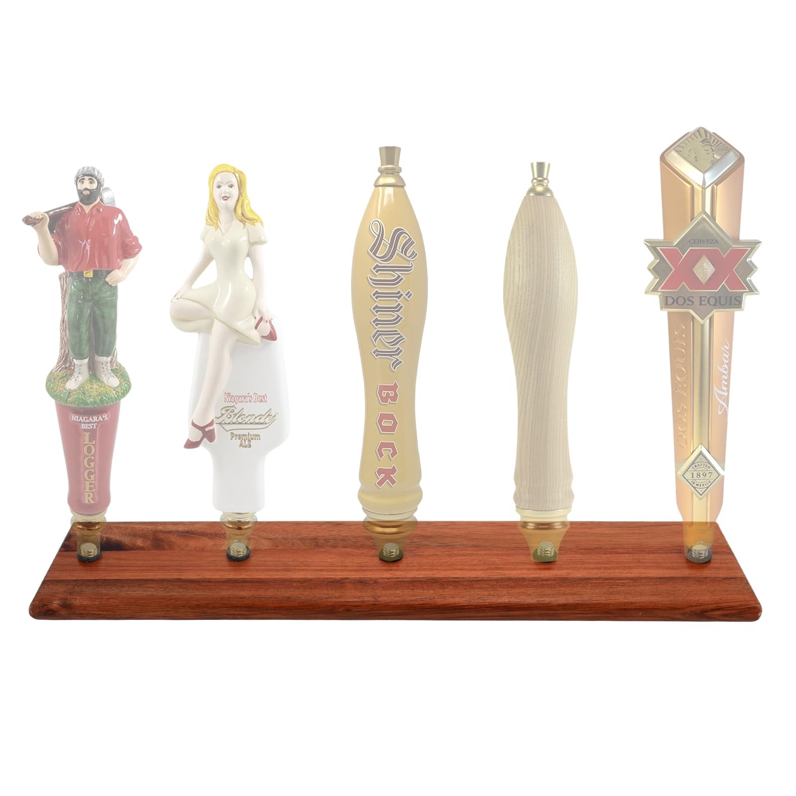 Rustic Wooden Beer Tap Handle Display Wall Mount 5 Tap Holder 3/8-16