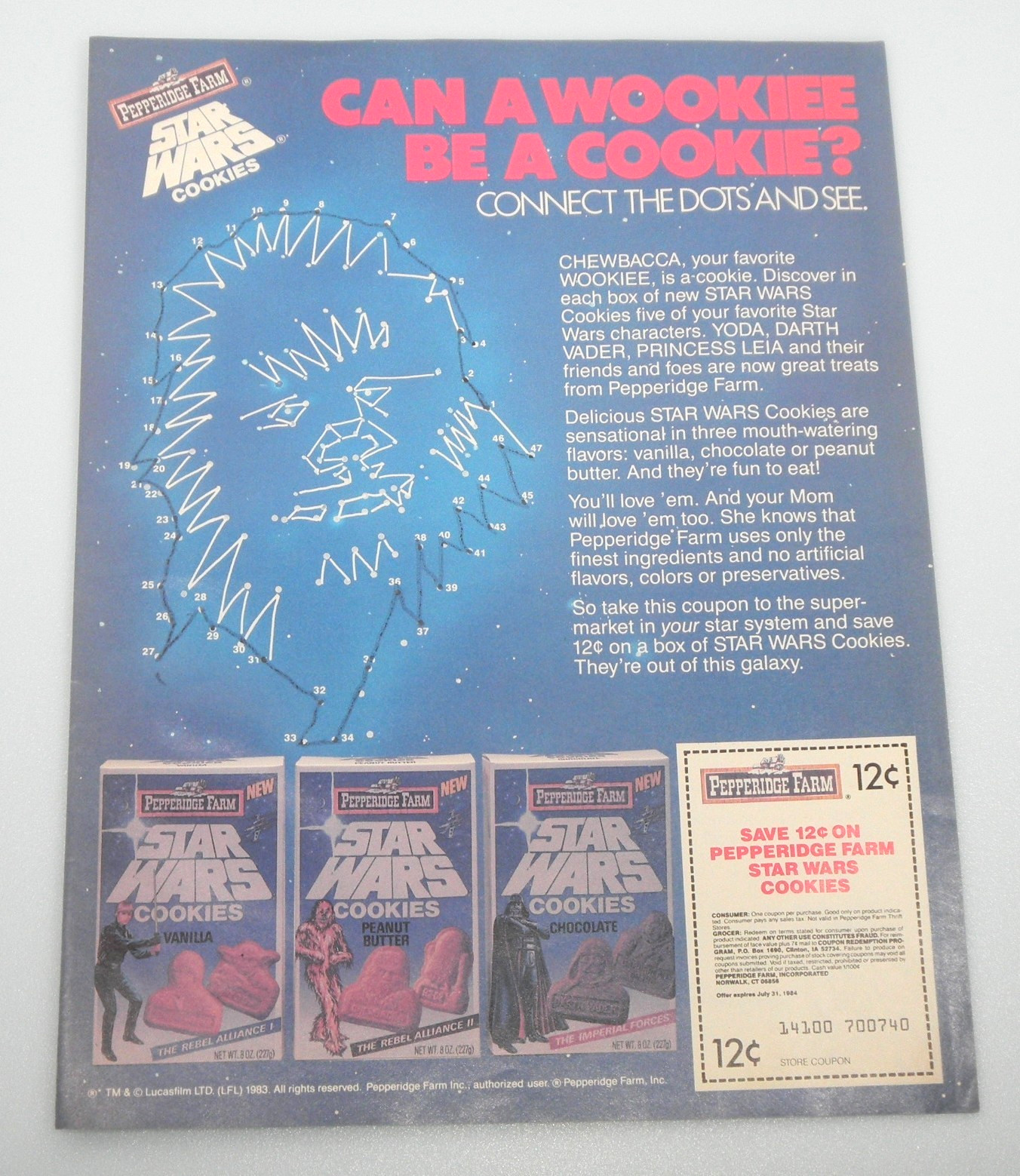 Vintage 1983 Star Wars ROTJ Chewbacca Magazine Ad Print Poster Toy Promo Display