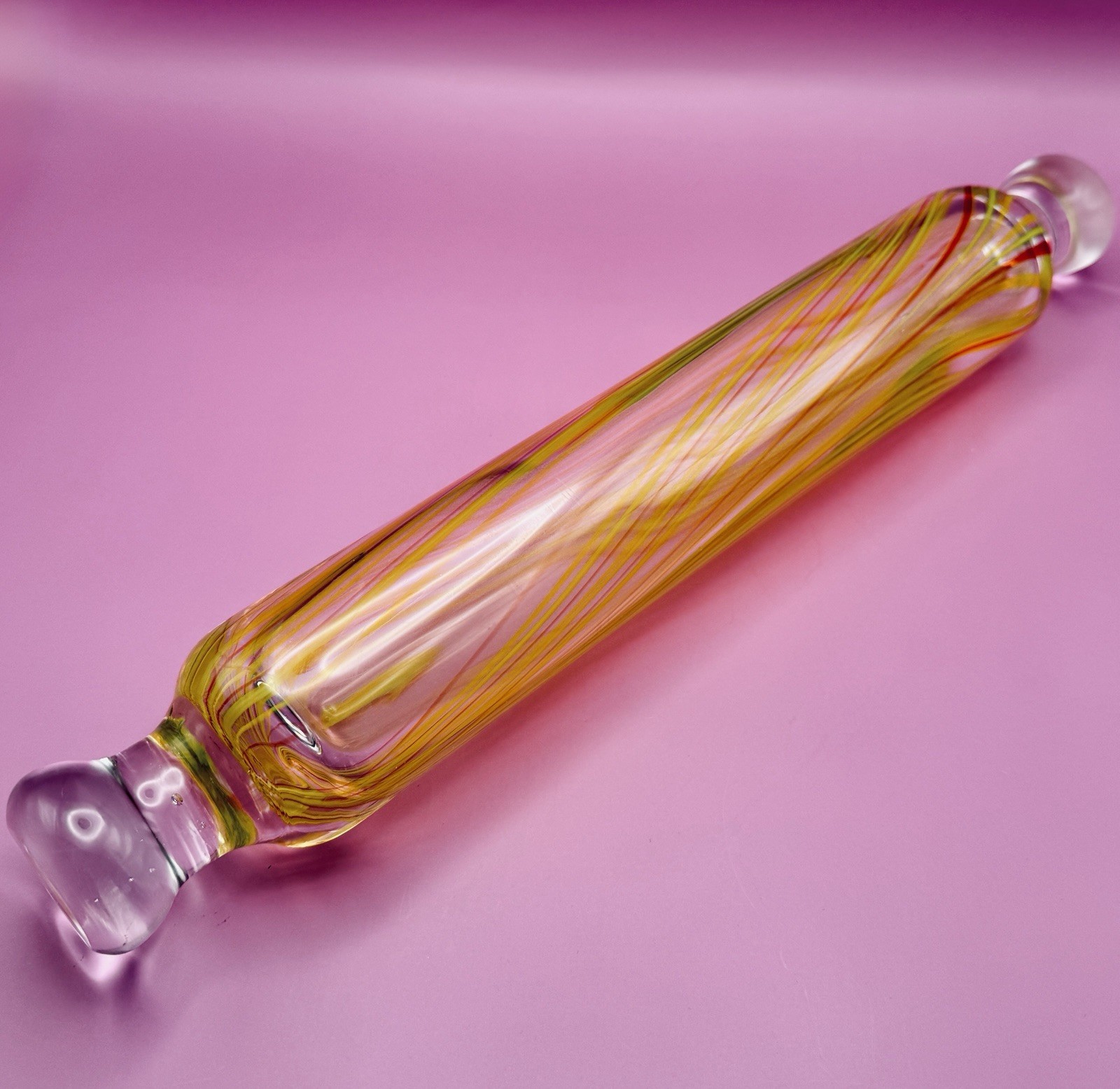 Murano Style Nailsea Hand Blown Glass Rolling Pin 15.5\