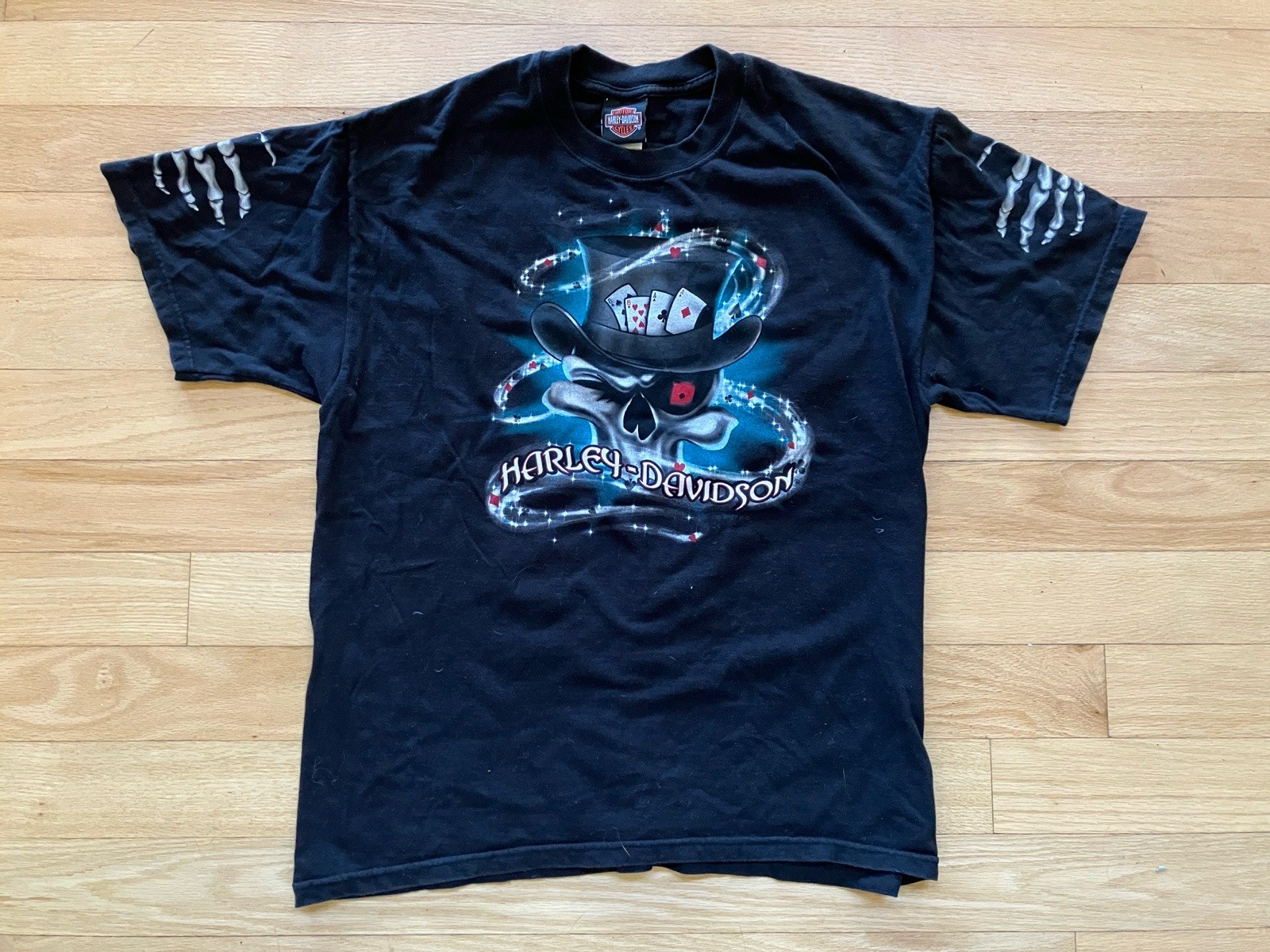 HARLEY DAVIDSON ZION WASHINGTON UTAH T-SHIRT POKER SKULL MENS LARGE HANES USA