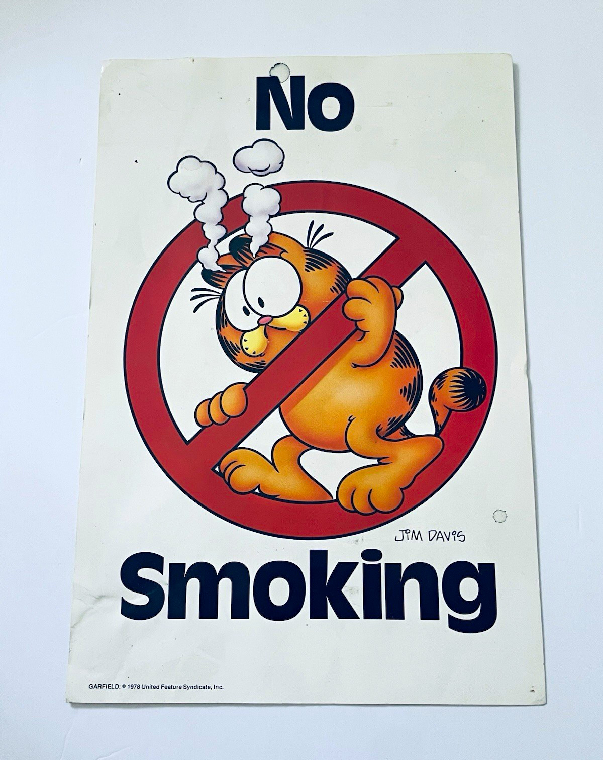 Very Rare 1978 Garfield “No Smoking” Poster Jim Davis - United Feature Syndicate