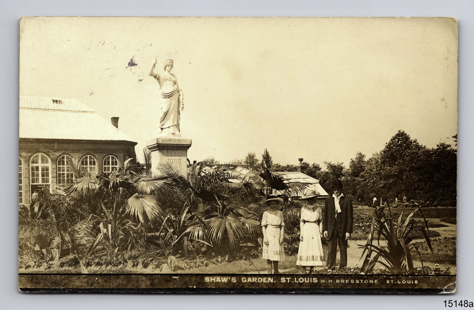 1918 RPPC H H Bregstone Juno Statue Italian Shaw\'s Garden St. Louis MO Postcard