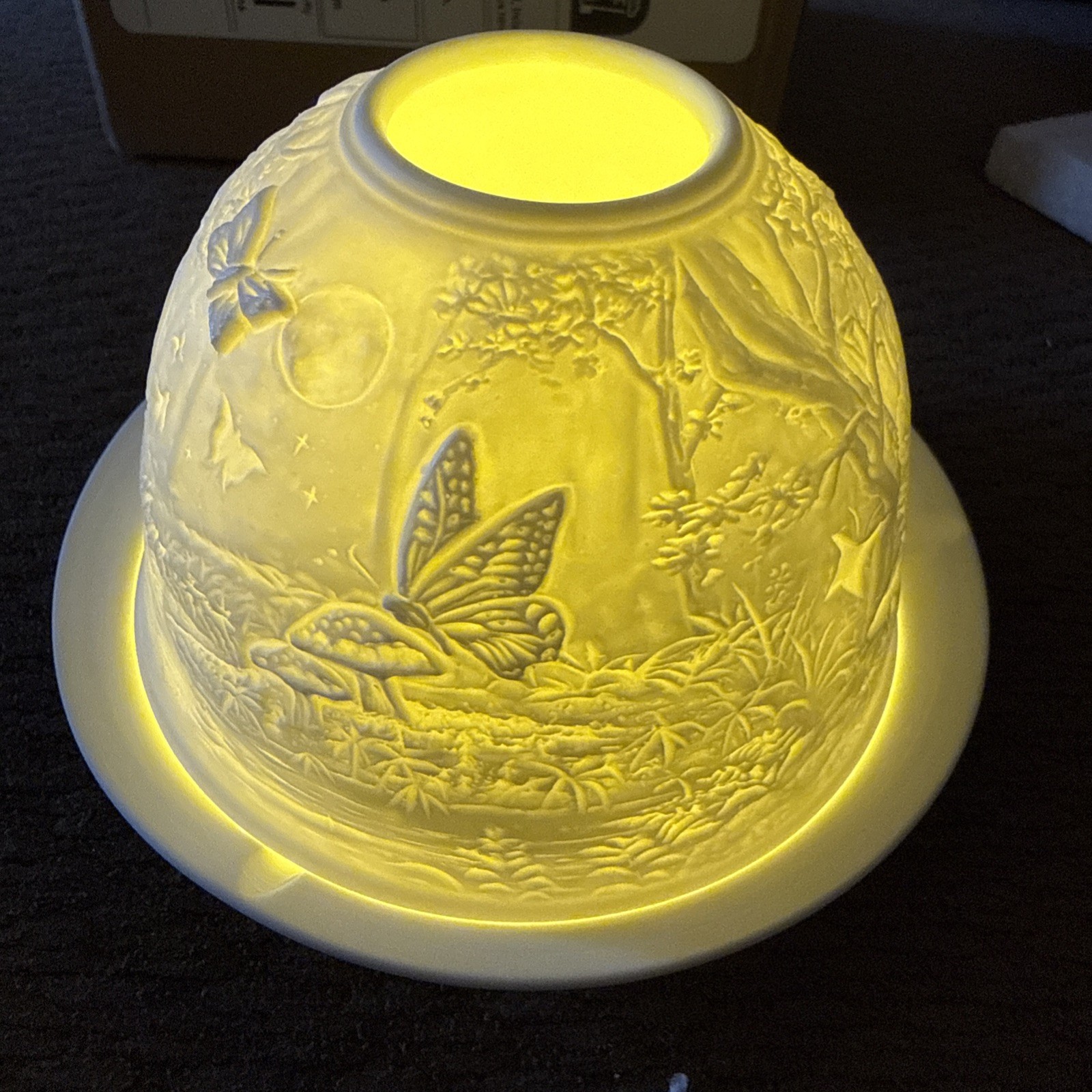 Breathtaking “Woodland & Butterfly” Design 3 Piece Ceramic Candle Holders/candle