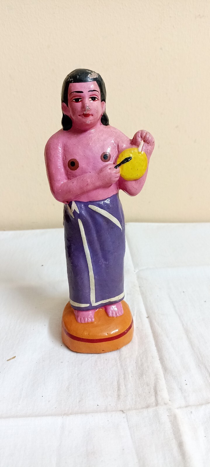 Vintage Traditional Music Drummer Old Pottery Terracotta Mud Figure Idol Statue