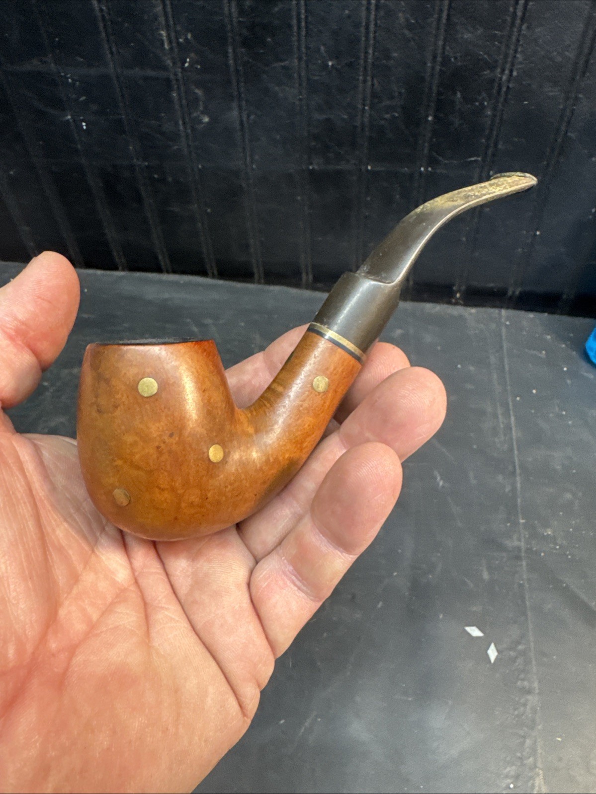 Vintage Milan Italy Import  Carved Smoking Pipe 6in Apple style 