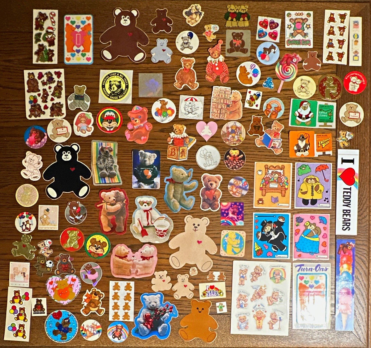 VERY RARE 100+ 80s Teddy Bear Stickers Felted Embossed Foil Lisa Frank Hallmark