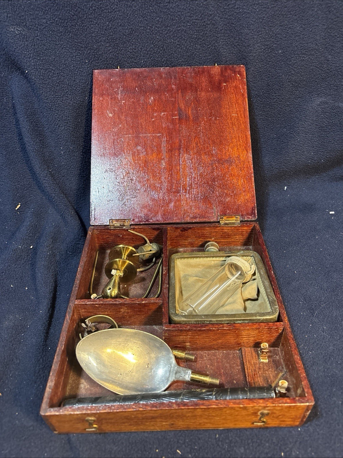 Vintage Early 1900s Wooden Cased Scientific Instrument or Tool Set – As-Is