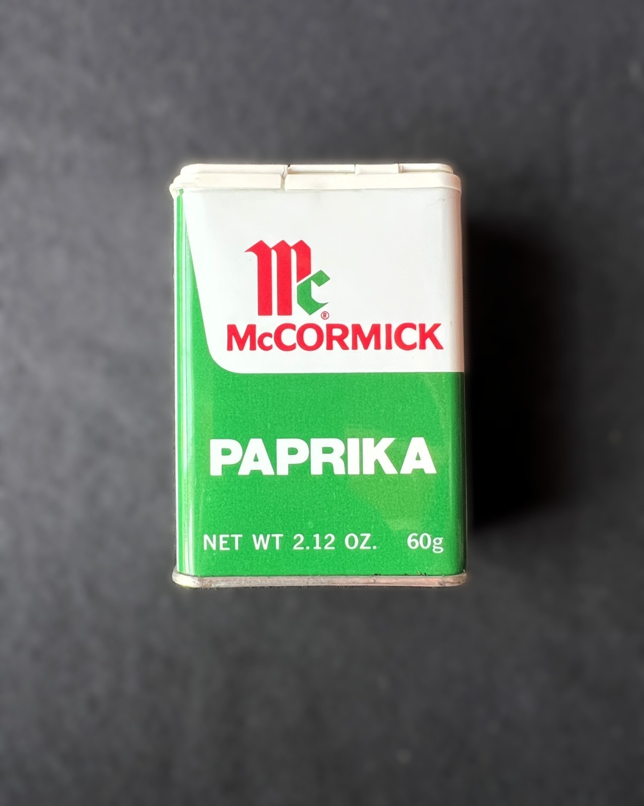 Vintage McCormick Paprika Tin 1970s/80s Green Retro Metal Spice Container