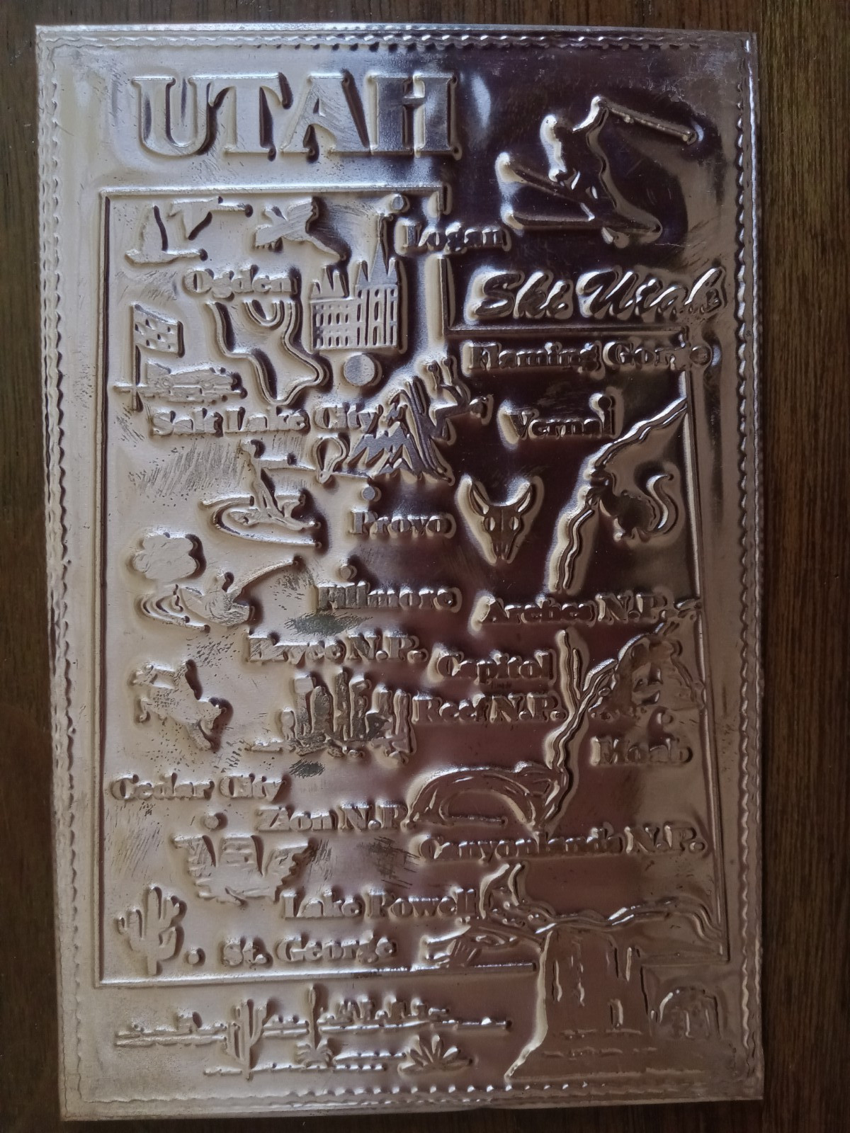 c1990s Map of Utah, Kopper Kard