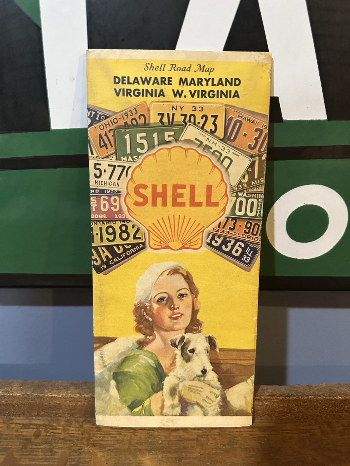 1933 Shell Road Map: Delaware Maryland Virginia W Virginia USED