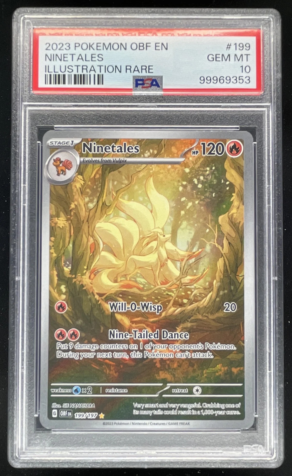 2023 Pokemon SV Obsidian Flames EN #199/197 Ninetales Illustration Rare PSA 10