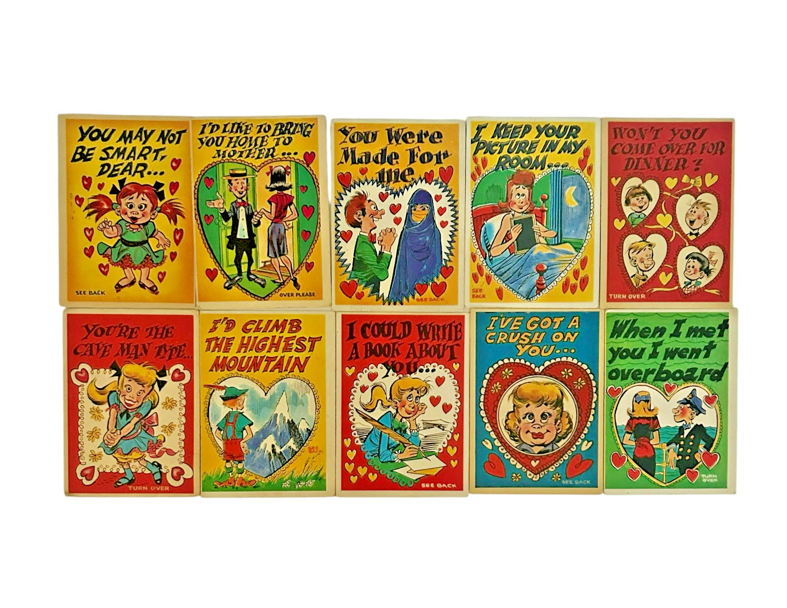 Vtg 1959 1960 Topps Funny Valentines Cards Lot Jack Davis Non-Sport Comic TCG