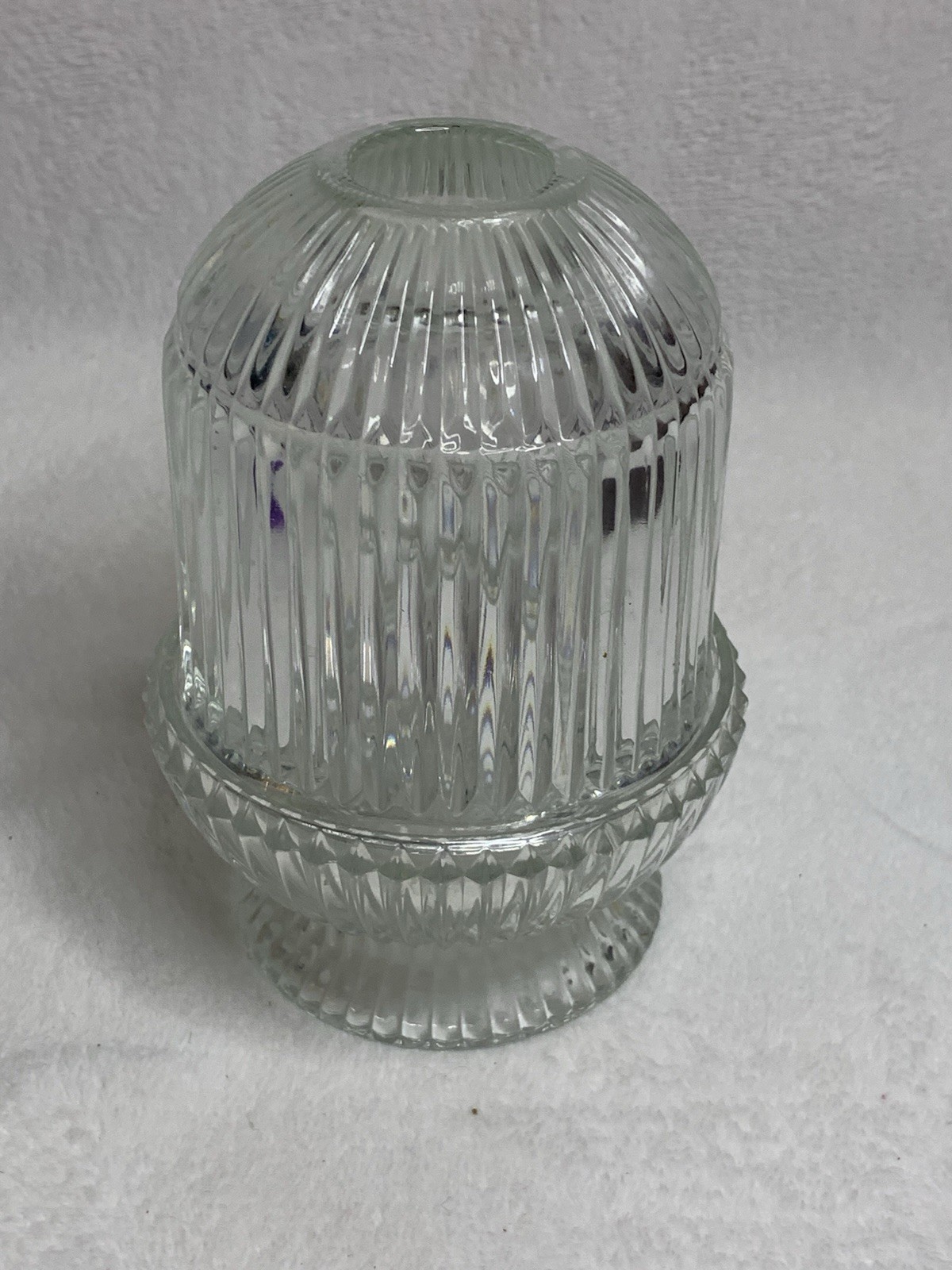 Homco Vintage Stamped Ribbed Clear Glass Tea Fairy Lamp Princess Light