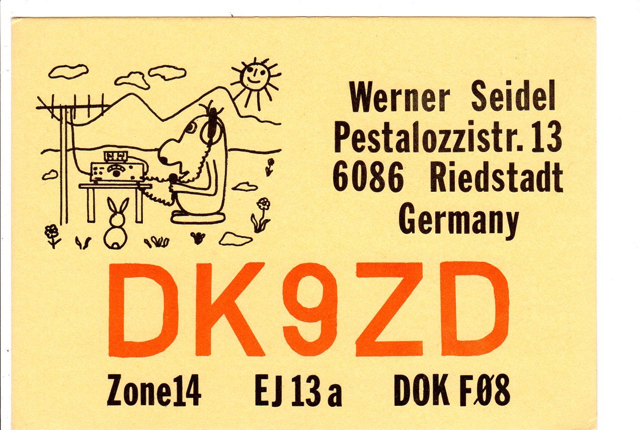 Vintage QSL Radio Card Germany DK9ZD Werner Seidel Riedstadt September 3 1989