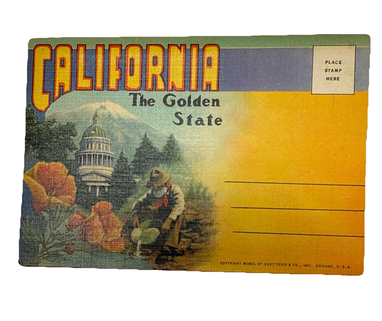 Vintage 1940 California The Golden State Fold Out Souvenir Postcard Folder