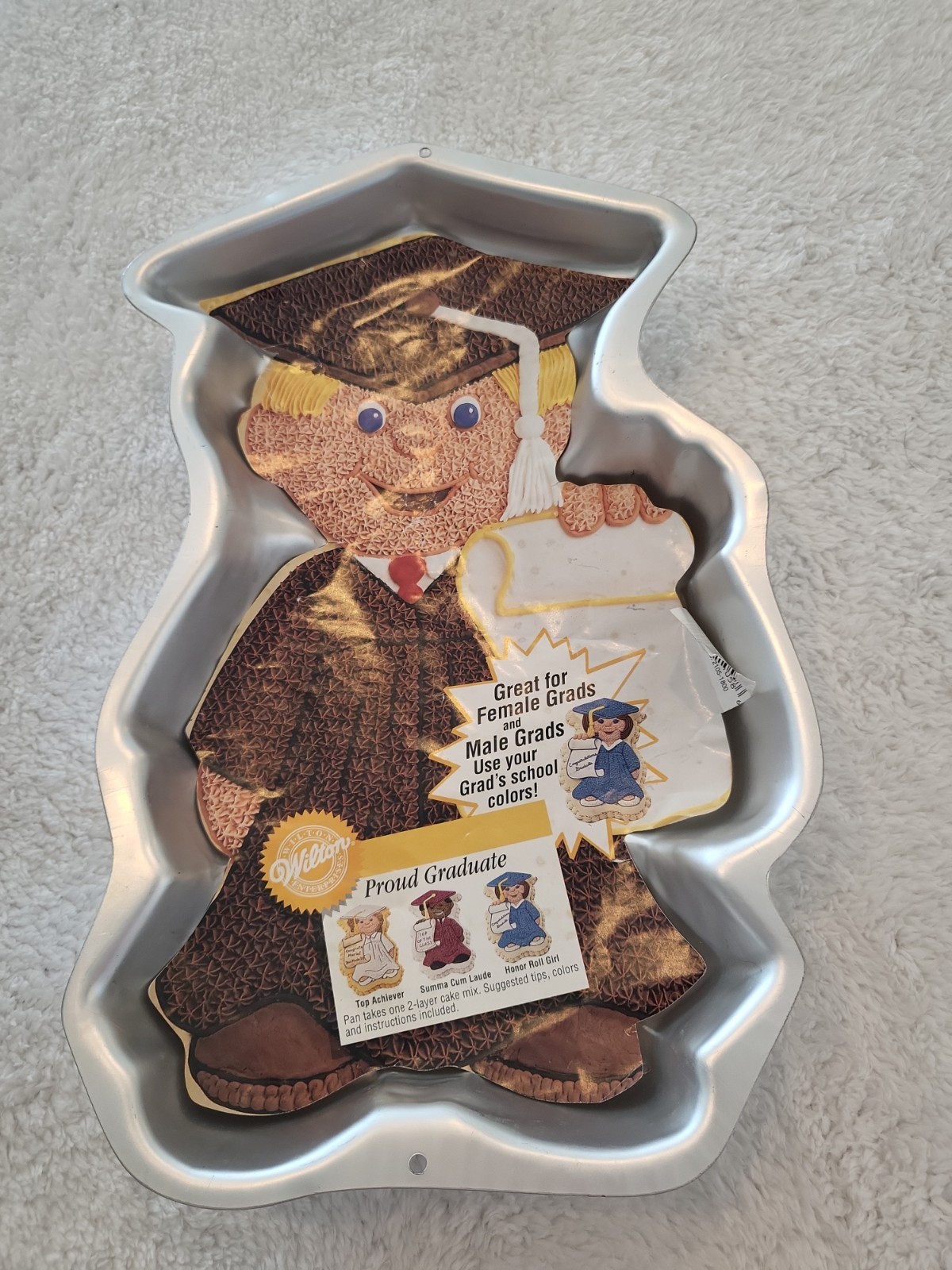 Wilton 1995 Vintage Cake Pan Proud College Graduate School Aluminum Graduation