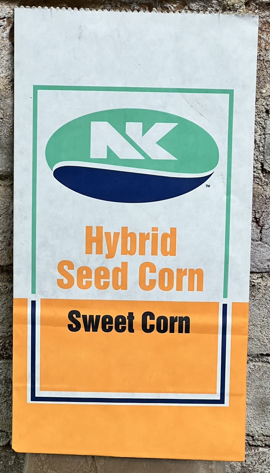 VINTAGE NORTHRUP KING NK HYBRID SWEET CORN SEED BAG 7x12 NOS UNUSED ADVERTISING