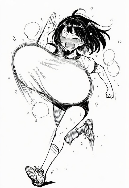 Running Track Bouncing Huge Bust Anime Girl Waifu 4x6 Manga Art Sticker