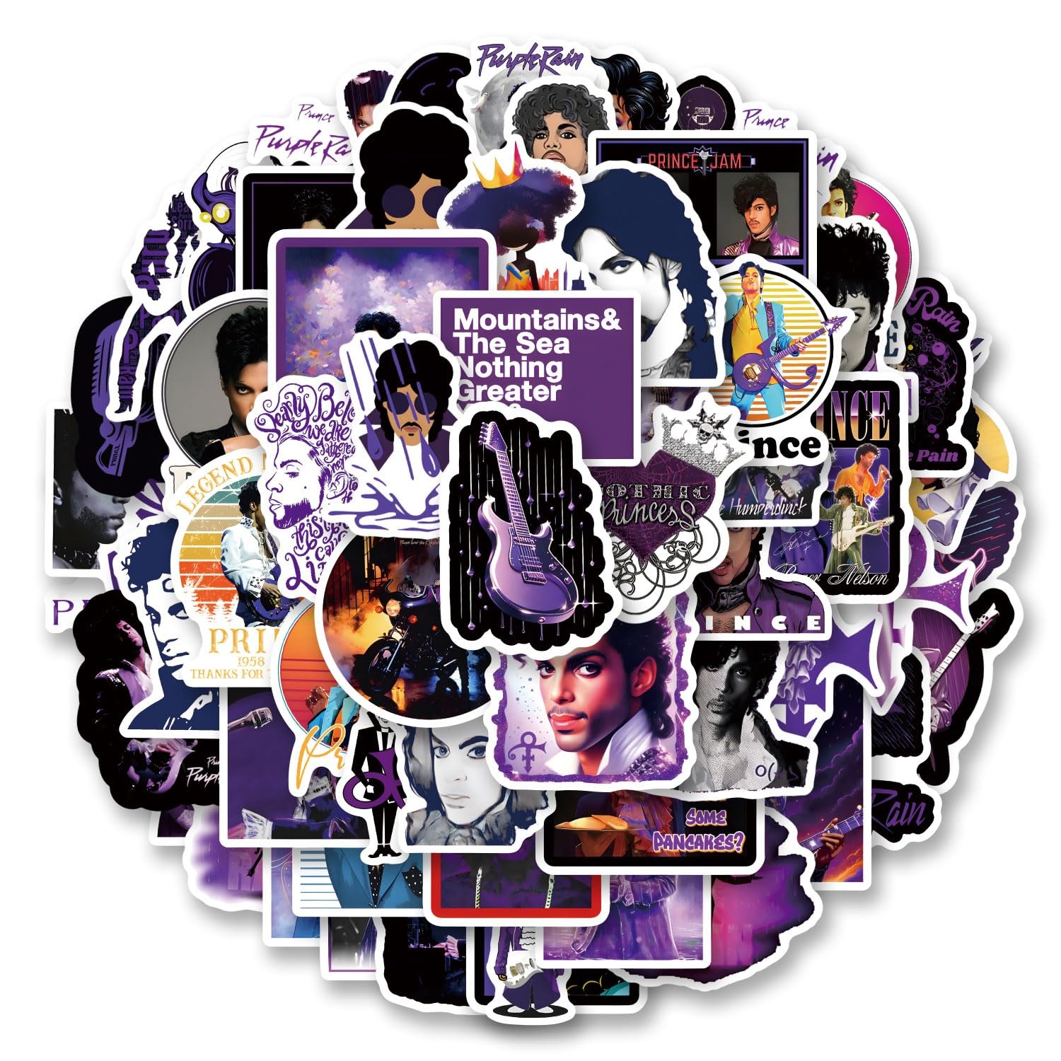 62Pcs Prince Sticker Pop Music Kawaii Waterproof Pack | Beige Purple 62Pcs Prince Sticker Pop Music Kawaii Waterproof Pack | Beige Purple