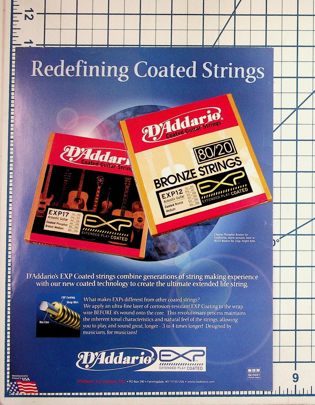 D\'Addario EXP Coated Guitar Strings Print Ad Ephemera USA Music Brand